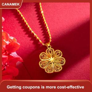 【CANAMEK】 Mặt dây chuyền màu Vàng tổ chim May Mắn Cỏ Ba Lá hoa trái tim dangle cho phụ nữ quyến rũ trang sức vòng cổ Phụ kiện tiệc Cưới Quà Tặng