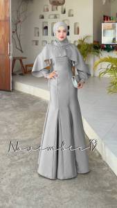 ชุดพร้อมผ้าคลุมชีฟอง เดรสออกงาน ชุดอิสลามผู้หญิง เดรสมุสลิม รุ่นแอนโทนเนีย เดรสเพื่อนเจ้าสาว ชุดใส่รายอ ชุดนิกะห์ Dressmuslim
