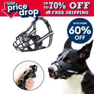 Dog Muzzle Soft Basket Muzzle for Dogs Dog Mouth Guard for Small Medium Large Dogs Stop Biting Chewing and Barking Breathable & Comfortable to Drink Soft Rubber