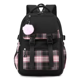 Cute JK plaid Kids School Bag Large Capacity Waterproof Children’s School Backpacks （6-15Y) Spine Protection Load Reduction Primary Student School backpacks