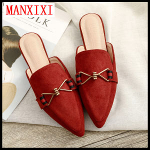 MANXIXI Fashion Loafers Beautiful Suede Mules Liesure Flat Sandals For Women (Size 32-42)