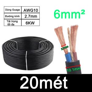 Dây điện 2.5mm Vuông 4mm Vuông 6mm Vuông dài 10m 20m lõi đôi dẻo silicone chịu lực Dẫn điện ổn định cho công trình