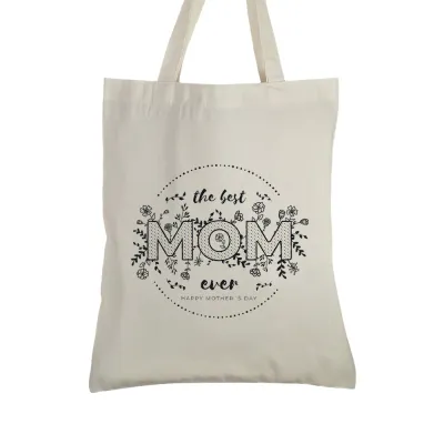 Canvas Tote Bag Eco-friendly - Best Mom Cute Trendy Design (Reusable / Washable)