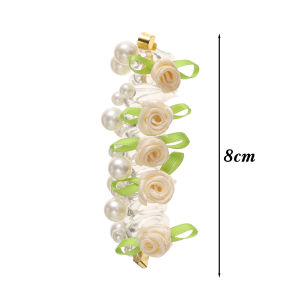 2PCS Sweet Rose Bubble Braid Headband Rose Bead Telephone Line Headband Pearl Ponytail Hair Loop High Elasticity Headwear for Girl