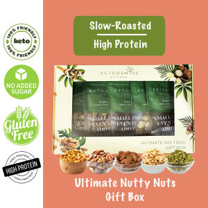 Ketogenius Kitchen Nutty Nuts Mix Trail Gift Box (Cashew Walnuts Almonds Pumpkin Seeds Peanuts) - Slow Roasted Healthy Snack Natural