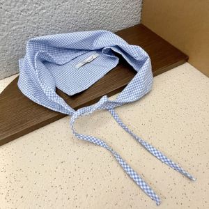 REEBO Blue Hair Scarf Bohemia Bandana Soft Wrap Red Triangle Hair Band Strap Soft Pastoral Style Lattice Headband Outdoor