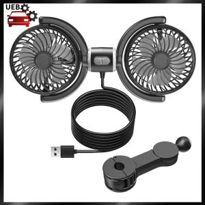 [Ueb Wholesale Mall] Dual Head Car Rear Headrest Fan 3-Speed USB Brushless Automotive Fan 360  Rotatable Car Electric Cooling Fan for Car Home Accessories