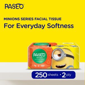Tisu Wajah 250 Sheets 2 ply sheet / Tissue Paseo Facial Minions Series Soft Pack 2ply lembut
