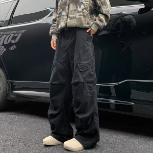 Y2K Big Pocket Mens Cargo Pants Japanese 2025 New Harajuku Loose Straight Wide Leg Trousers Baggy Pants Man Hip Hop Sweatpants