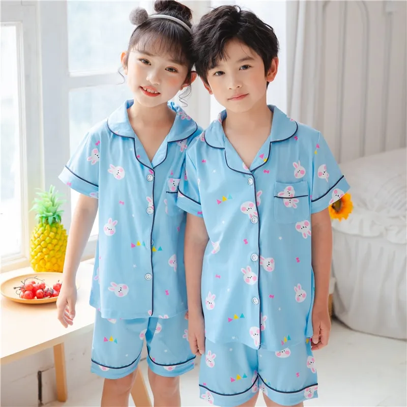 Kids Pajamas New Spring Summer Girls Boys Sleepwear Nightwear Baby Clothes  Animal Cartoon Pajama Sets Cotton Children's Pyjamas