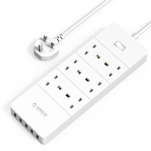 ORICO 2 Outlet Surge Protector with 2 x 5V1A USB Charger Ports and 2 x 5V2.4A USB Super Charger Ports-Back[UK plug]