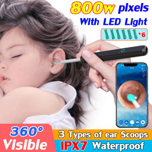 🔥800W Pixels🔥 Ear wax  Spoon Cleaner with Light 800W Pixels HD Camera Connect Your Phone Wireless Connect IOS/Android Universal Smart Vision Ear Cleaner Earbud Endoscope  Earwax remover Visual Ear Picker