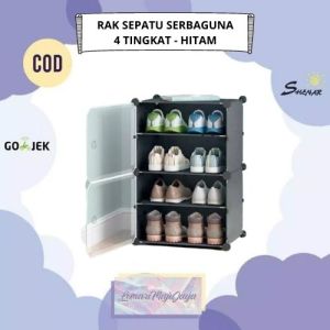 RAK SEPATU 4 TINGKAT ADA PENUTUP ANTI DEBU / RAK SEPATU 4 SUSUN 2 PINTU / KOTAK SEPATU RAK SEPATU BOX SHENAR - LEMARIMAJUJAYA