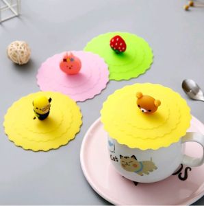 Tutup Gelas / Penutup Cangkir Silicone Motif Karakter Cantik Warna-warni Anti Debu Bahan Silikon