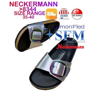 NECKERMANN 8344 SIZE 35 - 40 SANDALS BLACK SILVER SG SELLER LOCAL INDOOR OUTDOOR LADIES SLIPPER LEMONFIED SFM