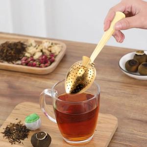TAMARAH 2 Piece Stainless Steel Tea Filter Spoon Rustproof Clamp Design Tea Brewing Tool Kitchen Gadgets Long Handle Tea Infuser Sieve Marinade Ingredients