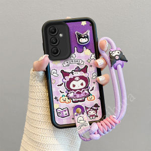 Cute Cartoon Casing Samsung Galaxy A15 A25 A35 A55 A14 A24 A34 A54 A16 A36 A56 A06 A05 A05s LTE 4G 5G Phone Case New Design 3D Kuromi Capybara Butter Bear Leather Texture Silicone Shockproof Soft Cover with Lanyard