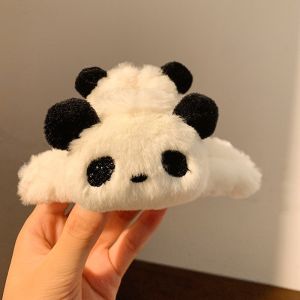 Kawaii Plush Grab Clip Female Autumn and Winter Panda Hairpin Back of The Head Large Shark Clip Fashion Girl Hair Accessories