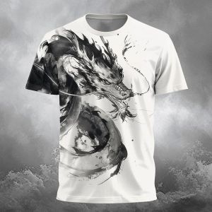 [Local Stock] VCC Fashion 3D Chinese Loong Pattern T Shirt For Men Hip Hop Trend Harajuku Streetwear Casual O-neck Short Sleeve Summer Loose Tops