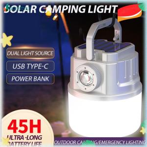 JOCESTYLE Solar Camping Light Rechargeable 4 Gears Flashlight Power Bank Portable Lantern for Daily/Camping/Hiking/Night Fishing/Emergency