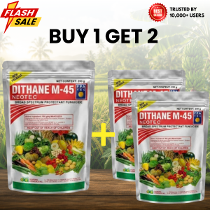 Dithane M-45 Broad Spectrum Fungicide 250 Grams. Active ingredient: 800 g/kg Mancozeb. For protecting fruits and vegetables. Suitable for home gardening.