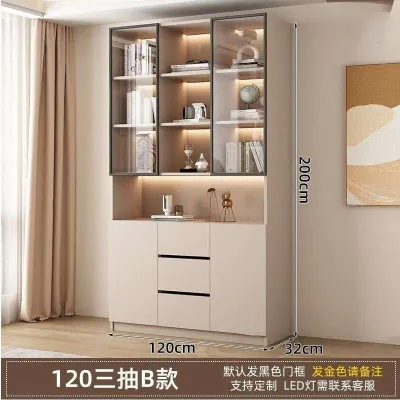 Display Cabinet Bookshelf Solid Wood Bookshelf Cabinet Glass Door Storage Cabinet
