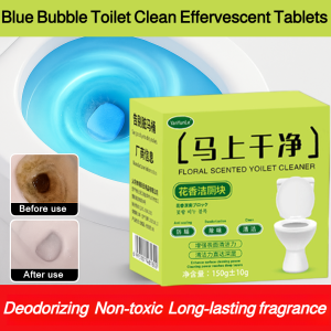 Blue Bubble Toilet Clean Effervescent Tablets Dual Action Toilet Cleaner Block Deodorizing Safe Non-toxic Long-lasting Fragrance
