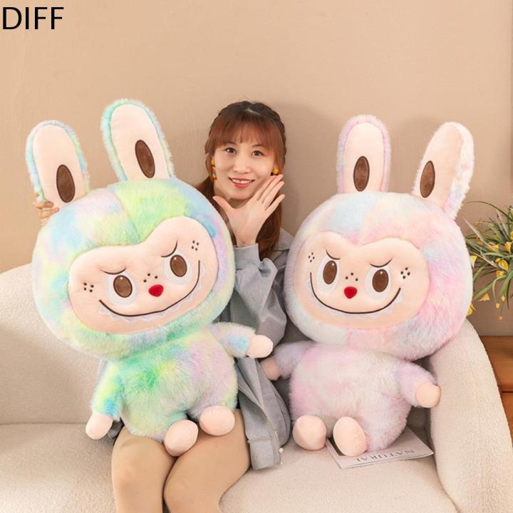 DIFF Rainbow Color Labubu Plush Stuffed Doll Gradient Big Eye Labubu