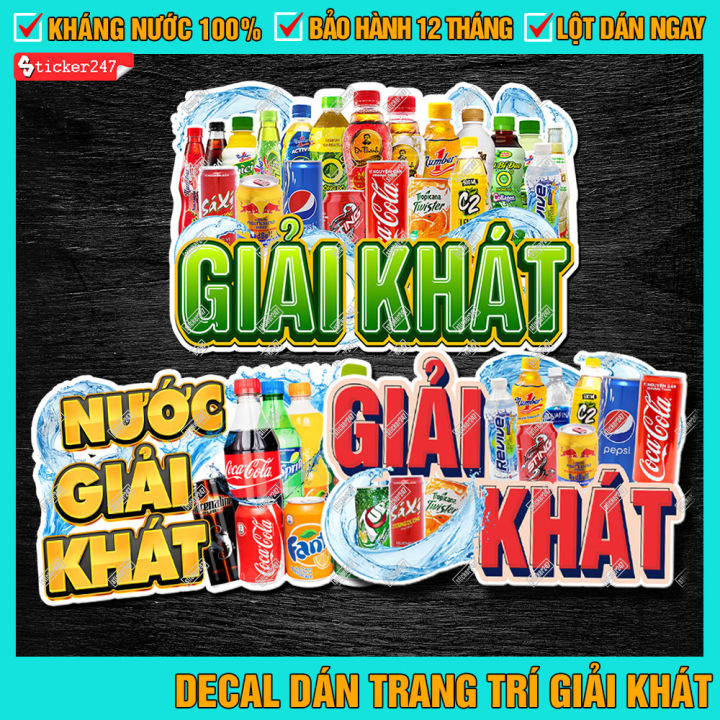 Decal Giải Khát, Nước Ngọt Chống Nước 🌈𝑭𝒓𝒆𝒆𝒔𝒉𝒊𝒑 Trang Trí Quán Nước ...