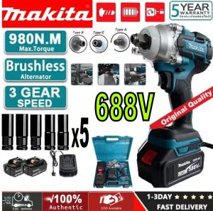 🔥9.9 BIG PROMO🔥Makita Heavy Duty Japan Original Electric Impact Wrench Brushless Impact Wrench Cordless Power Tools Set Drill With 2 Battery Power Tools Set Rechargeable