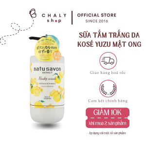 Softymo Kosé Natu Savon Body Wash - Yuzu & Honey Scent Whitening & Moisturizing Anti-Bacterial Skin Nourishing Made in Japan 500ml
