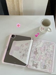 Cute Cartoon Animals Rotating Stand Case for iPad Mini 6/7 8.3in 2017/2018 Air 1/2 5/6 Pro 9.7in 7/8/9th 10.2in Protective Cover2026
