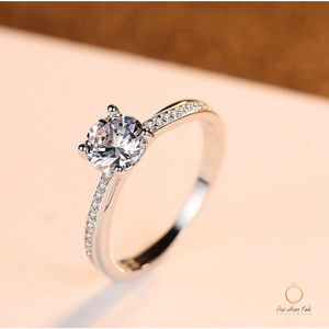 Cincin Mata Satu Permata Lapis Perak