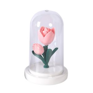 OKDEALS01 Romantic Eternal Tulip Lamp with Lampshade Luminous LED Flower Light Home Decoration Creative Tulip Night Light Valentine Day Gift