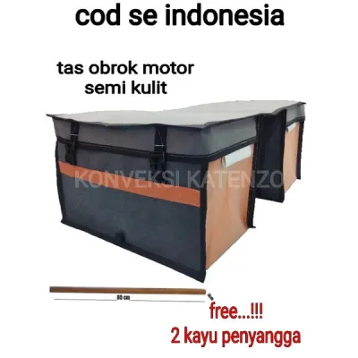 saddle bag kualitas premium tas obrok motor tas Bronjong motor bahan semi kulit ukuran standar