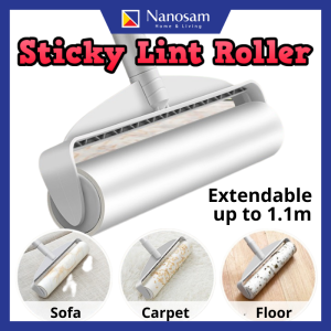Adjustable Sticky Lint Roller Long Handle Dust Hair Pet Fur Remover with Extendable Metal Rod & Tear Refill 粘毛器