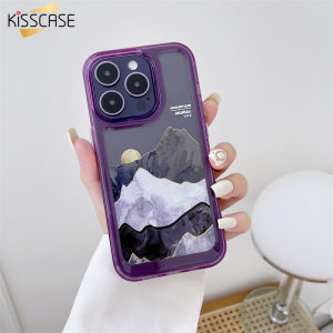 KISSCASE Mountain Scenery Dark Purple Painting Color Suitable For Apple 14 Mobile Phone Shell New Iphone13Pro Transparent 11/12 Couple Space Shell