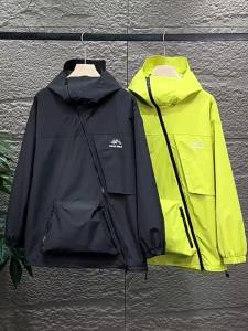 Spring Autumn Mens Casual Black Outdoor Diagonal Zipper Charge Jacket Trendy Hoodie Large 200kg 12XL Waterproof Jacket