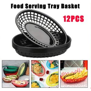 Fast Food Baskets Retro Deli Baskets Bread Fry Baskets Serving Tray Platters for Arts Kitchen Office Party Burgers Snack Food Serving