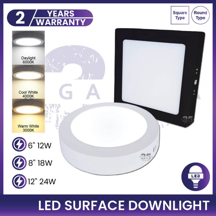 LED Surface Downlight 6Inch 8Inch 12Inch Round / Square 12W 18W 24W ...