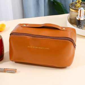 HTF Portable Travel Makeup Bag Waterproof Toiletry Bag Organizer Multifunctional Pouch LeatherTravel Bag