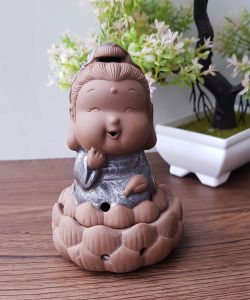 (Ko kèm nhang) Lư xông trầm Phật Tổ - Quan Âm 12cm - gốm tử sa cao cấp