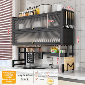 Double-Layer Kitchen Sink Storage Rack Dustproof Cupboard Storage Tableware Storage Drain Rack