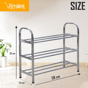 JIngga Rak Sepatu & Sendal Stainless Steell 3 4 dan 5 susun Tempat Untuk Alas Kaki Bahan Kuat