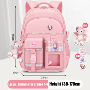 New schoolbag girls schoolbag primary school schoolbag grades 1-6 to reduce the burden of spine protection schoolbag girl schoolbag ultra-light childrens backpack