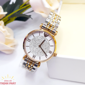 [FULLBOX] Đồng Hồ Nữ EMPORIO ARMANI Đính Full Đá ROSE GOLD Dây Thép Không Gỉ Case 32mm Sang trọng Kinh doanh Chống nước