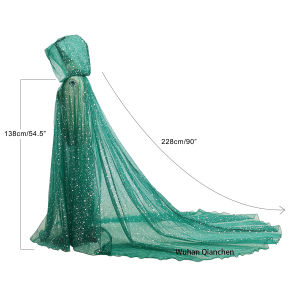 Women Cloak  Hood Tulle Cape Cloak  Swing Wedding Bridals Floor Length Soft Mesh Cloaks Halloween