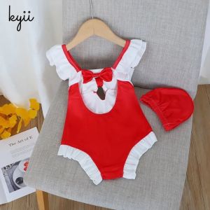 kyiibaby Girls swim suit Summer wear western style Nvbao one-piece swimsuit hot spring little kybb054