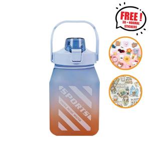 Stickers Bottle1500ml Gradient Water Bottle Large-capacity Straw Bottle