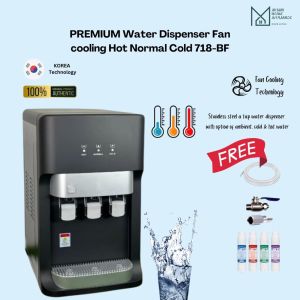 HALAL JAKIM Premium Fan Cooling Technology Water Dispenser Hot Normal Cold 718 With 4 filters